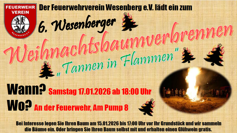 Weihnachtsbaumverbrennen 17.01.2026